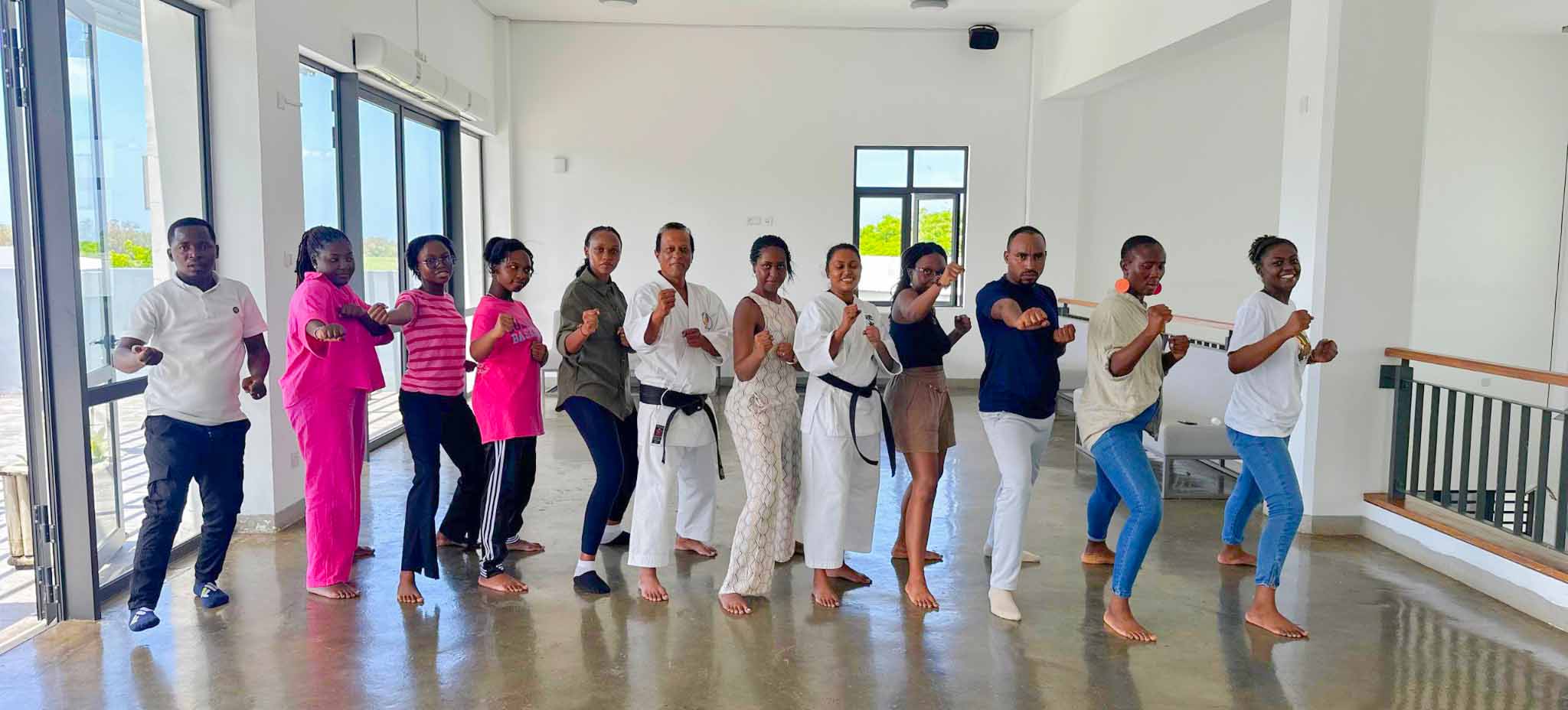 Solid Minds team, ALCHE staff members, and students in the Karate session