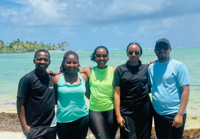 The Solid Minds team enjoying the beach after a walk in the park.
