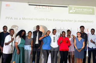 The Solid Minds team, ALCHE staff, and students after completing the Psychological First Aid training.