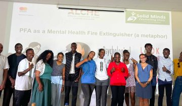 The Solid Minds team, ALCHE staff, and students after completing the Psychological First Aid training.